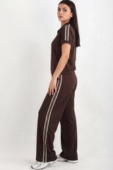 Ensemble Demi‑Zip Avec Bande Latérale — Marron