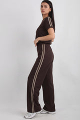 Ensemble Demi‑Zip Avec Bande Latérale — Marron