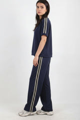 Ensemble Demi‑Zip Avec Bande Latérale — Bleu Marine