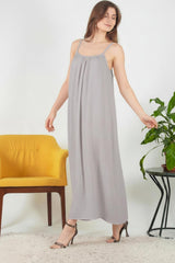 Robe Midi En Voile Italien À Fines Bretelles — Gris