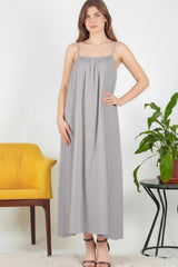 Robe Midi En Voile Italien À Fines Bretelles — Gris