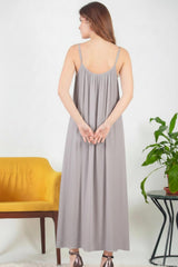Robe Midi En Voile Italien À Fines Bretelles — Gris