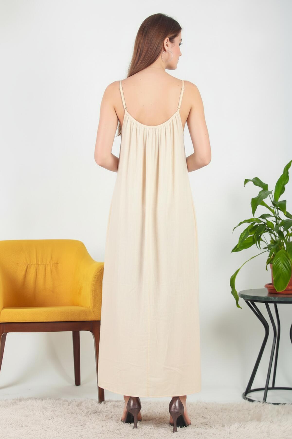 Italiaans Voile Midijurk Met Bindbandjes — Crème