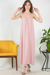 Robe Midi En Voile Italien À Bretelles Nouées — Rose