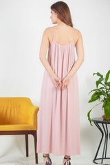 Robe Midi En Voile Italien À Bretelles Nouées — Rose