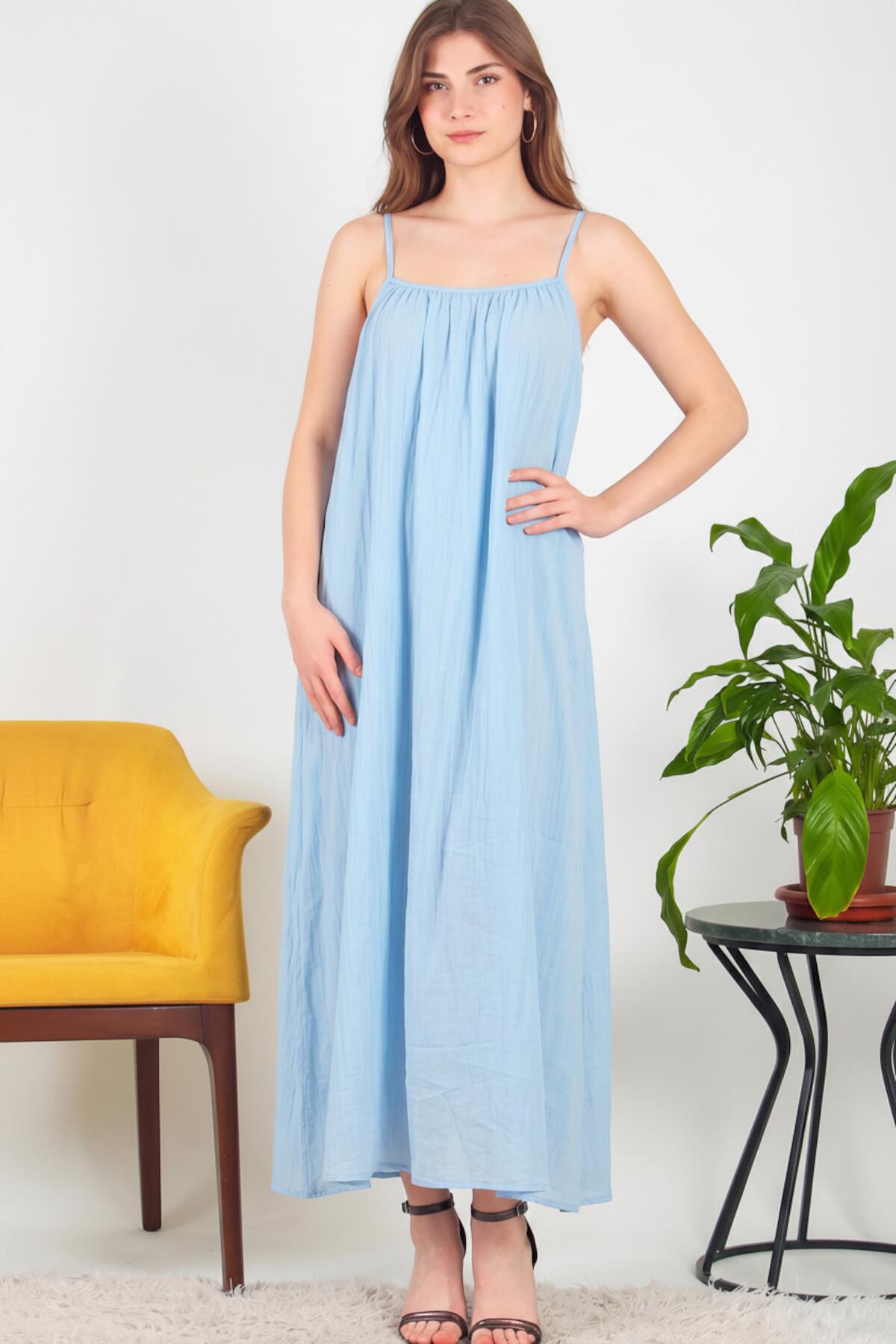Italiaans Voile Midijurk Met Bindbandjes — Blauw