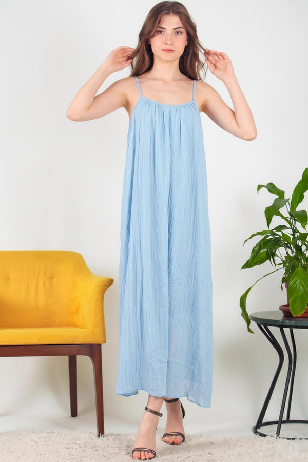Italiaans Voile Midijurk Met Bindbandjes — Blauw