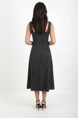 Wide‑Strap Polka‑Dot Dress — Black