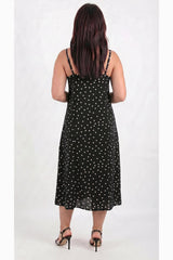 Robe À Fines Bretelles À Pois — Noir