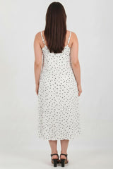 Robe À Fines Bretelles À Pois — Écru