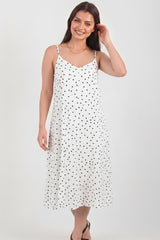 Robe À Fines Bretelles À Pois — Écru