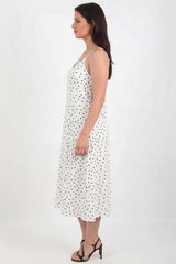 Robe À Fines Bretelles À Pois — Écru