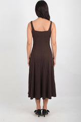Robe En Modal À Encolure Carrée — Marron