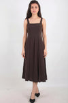 Robe En Modal À Encolure Carrée — Marron
