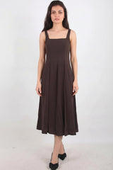 Robe En Modal À Encolure Carrée — Marron