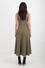Robe En Modal À Encolure Carrée — Kaki