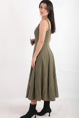 Robe En Modal À Encolure Carrée — Kaki