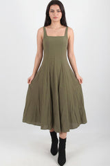 Robe En Modal À Encolure Carrée — Kaki