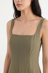 Robe En Modal À Encolure Carrée — Kaki