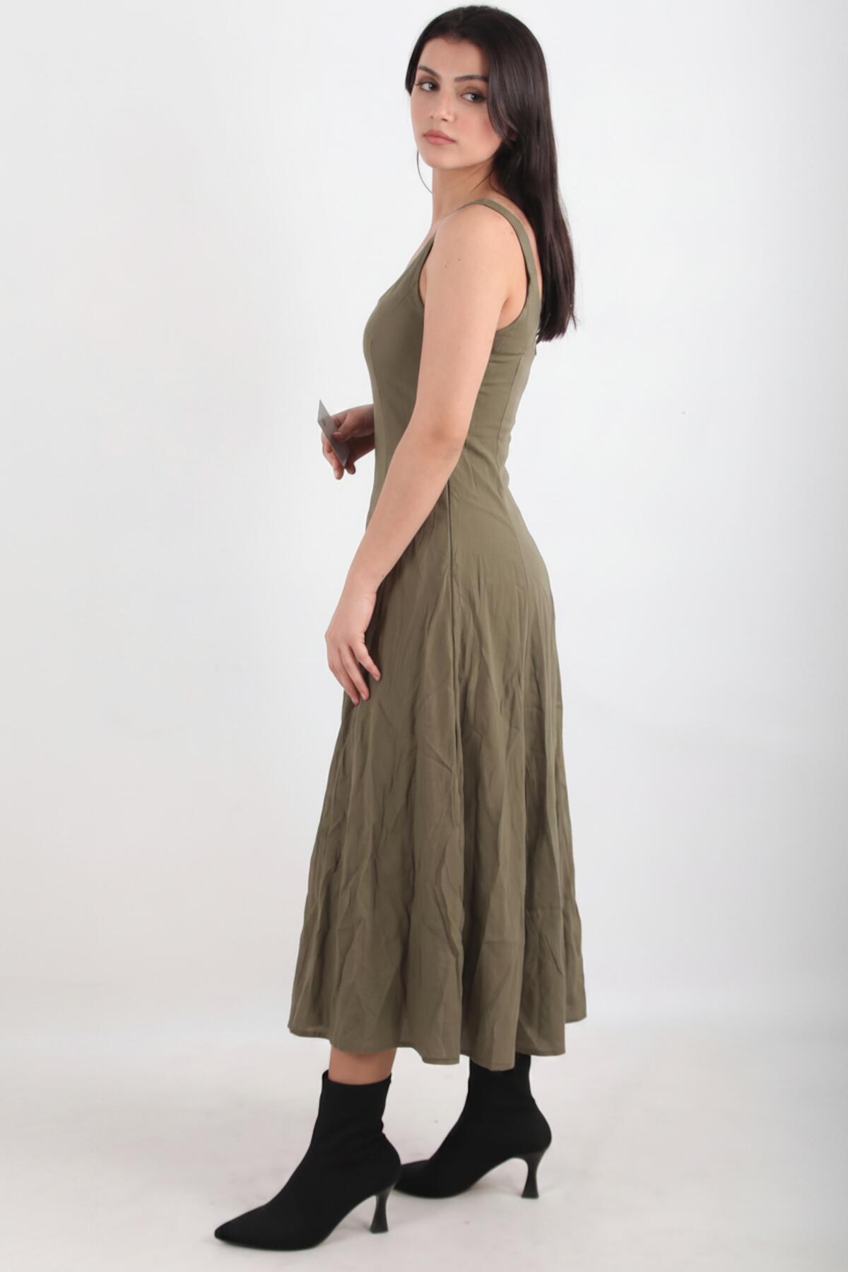 Modaljurk Met Vierkante Hals — Khaki