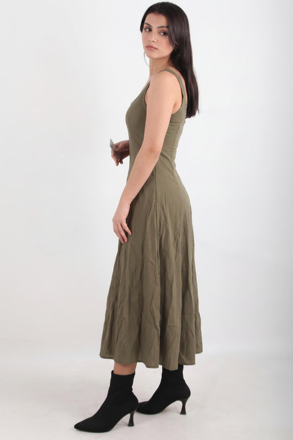 Modaljurk Met Vierkante Hals — Khaki