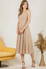 Robe En Modal À Encolure Carrée — Crème