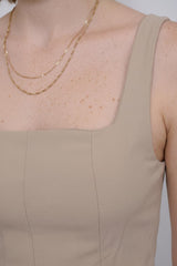 Robe En Modal À Encolure Carrée — Crème