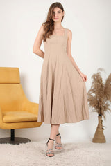 Robe En Modal À Encolure Carrée — Crème