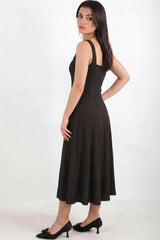 Robe En Modal À Encolure Carrée — Noir
