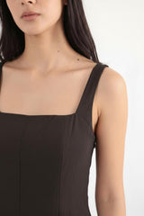 Robe En Modal À Encolure Carrée — Noir