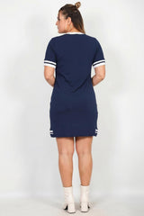 Robe Grande Taille À Encolure V Avec Détail Rayé — Marine
