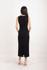 Robe À Larges Bretelles Avec Ornements En Pierres — Noir