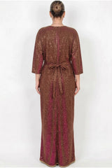 Besticktes Kleid Mit Gürtel – Bordeaux