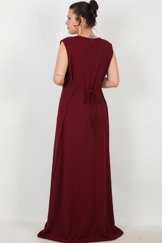 Plus - Size Embroidered Dress — Burgundy