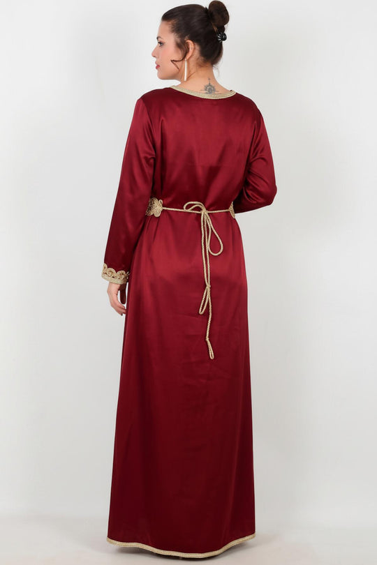 Plus - Size Embroidered Dress — Burgundy