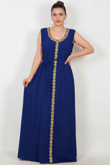 Robe Brodée Grande Taille — Bleu Roi