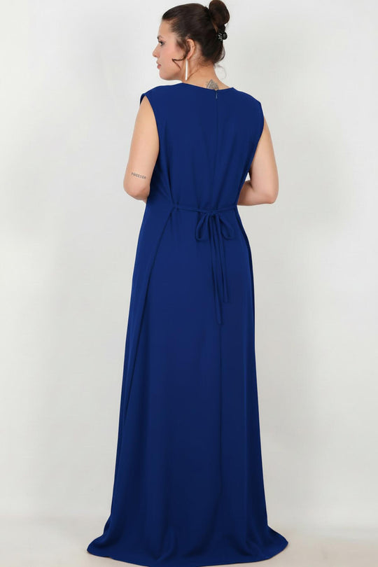 Plus - Size Geborduurde Jurk — Royalblauw