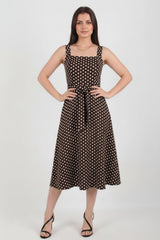 Polka - Dot Dress With Wide Straps — Brown