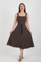 Polka - Dot Dress With Wide Straps — Brown