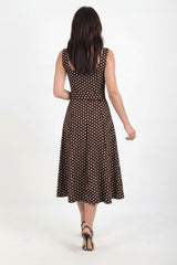 Polka - Dot Dress With Wide Straps — Brown