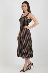 Polka - Dot Dress With Wide Straps — Brown