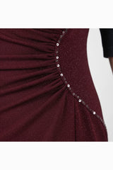 Bordeaux Midikleid Mit Taillendetail (Große Größen)