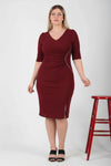 Robe Midi Bordeaux Avec Détail Taille (Grande Taille)