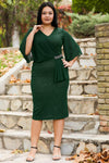 Robe De Soirée Midi Pailletée Grande Taille — Émeraude