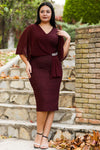 Robe De Soirée Midi Grande Taille Pailletée — Bordeaux