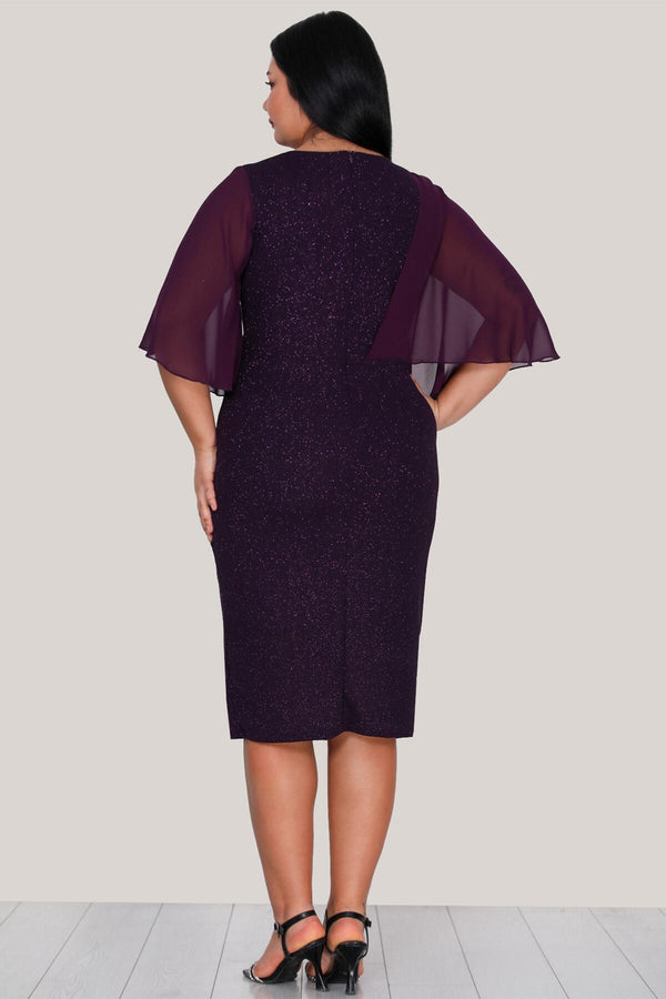 Robe De Soirée Midi Pailletée Grande Taille — Violet