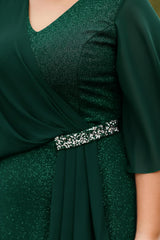 Plus - Size Glitter Midi Dress — Emerald