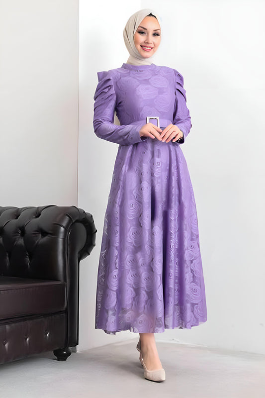 Langes Kleider Abaya Hijab Kleid Damen- NELB0007D4645LİL