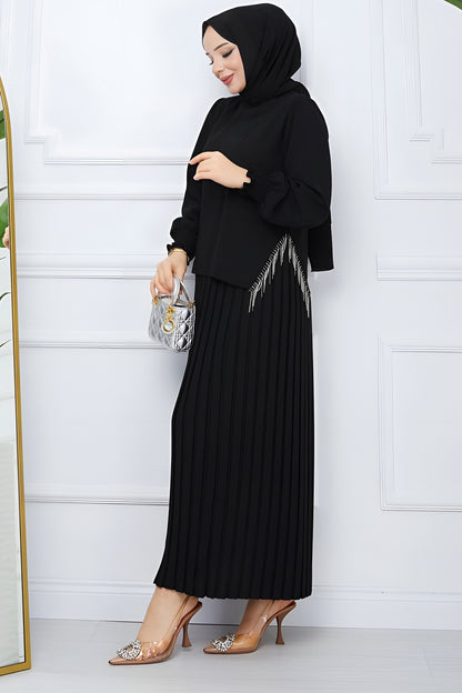 Zweiteiler Rock und Pullover Hijab Kleid Damen - NTKM0007D4797SYH