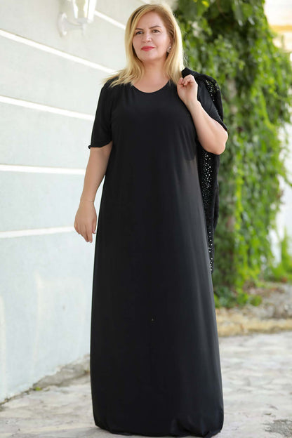 Langes Maxikleid Sommerkleid für große Größen - NTKM0408D0465SYH